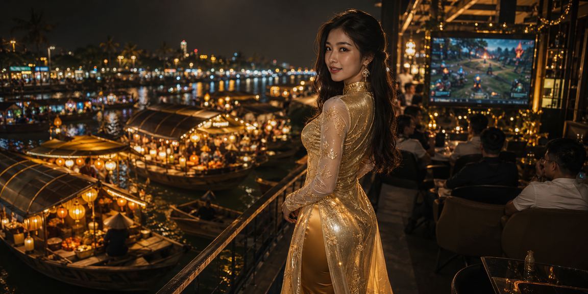 Người chơi trong trang phục áo dài tham gia cá cược esports tại Hà Nội với không khí sôi động