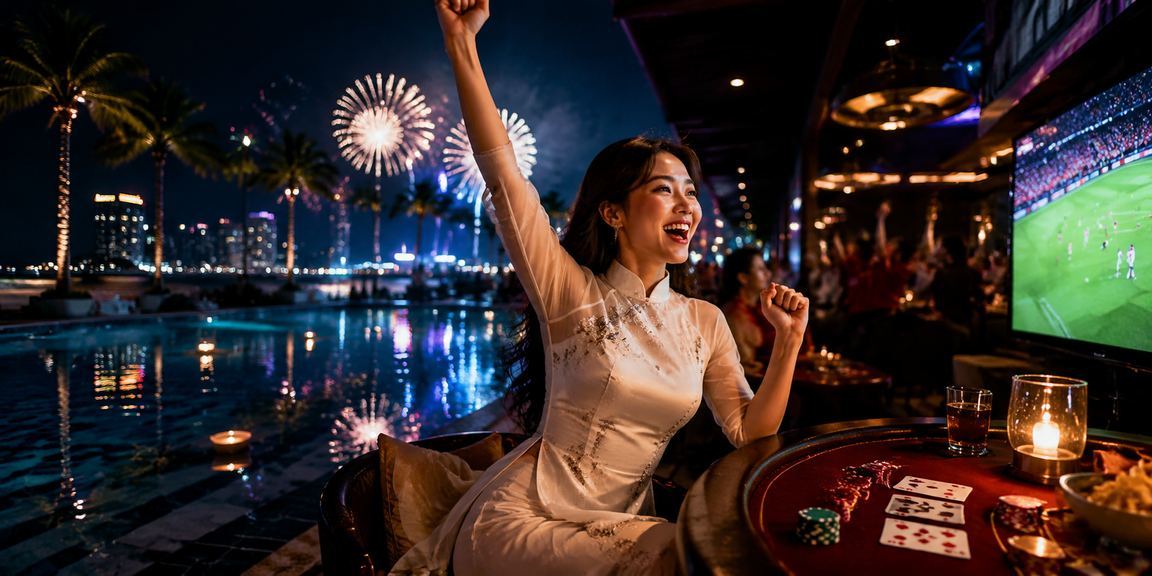 Người phụ nữ mặc áo dài chơi bài card game trực tuyến tại Nha Trang thanh lịch và sang trọng